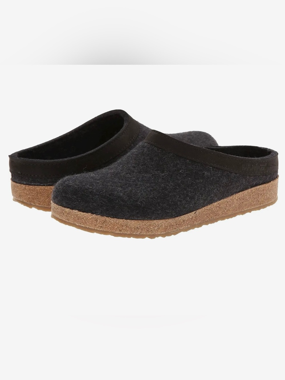 Haflinger GZL Leather Trim Grizzly Wool Clogs 37/7
